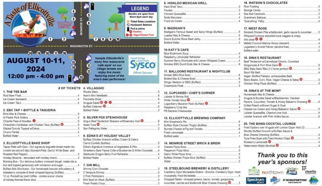 taste of Ellicottville map