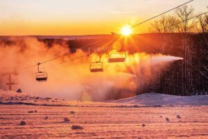 Morning snowmaking at Holiday Valley resort