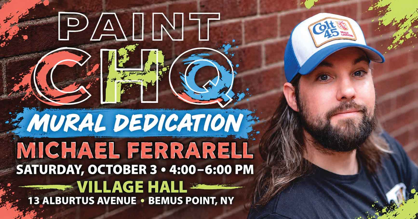 Paint CHQ Mural Program Artist Begins Project at Bemus Point Village Hall, September 24